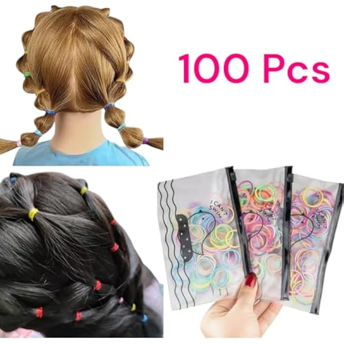 توك شعر رجميلة للبنات الأطفال -100 مطاط + 20 توكة + كارت مكون من (2 توكة Elastic + 4 قفازات صغير) (اللون والشكل عشوائي) - Image 2